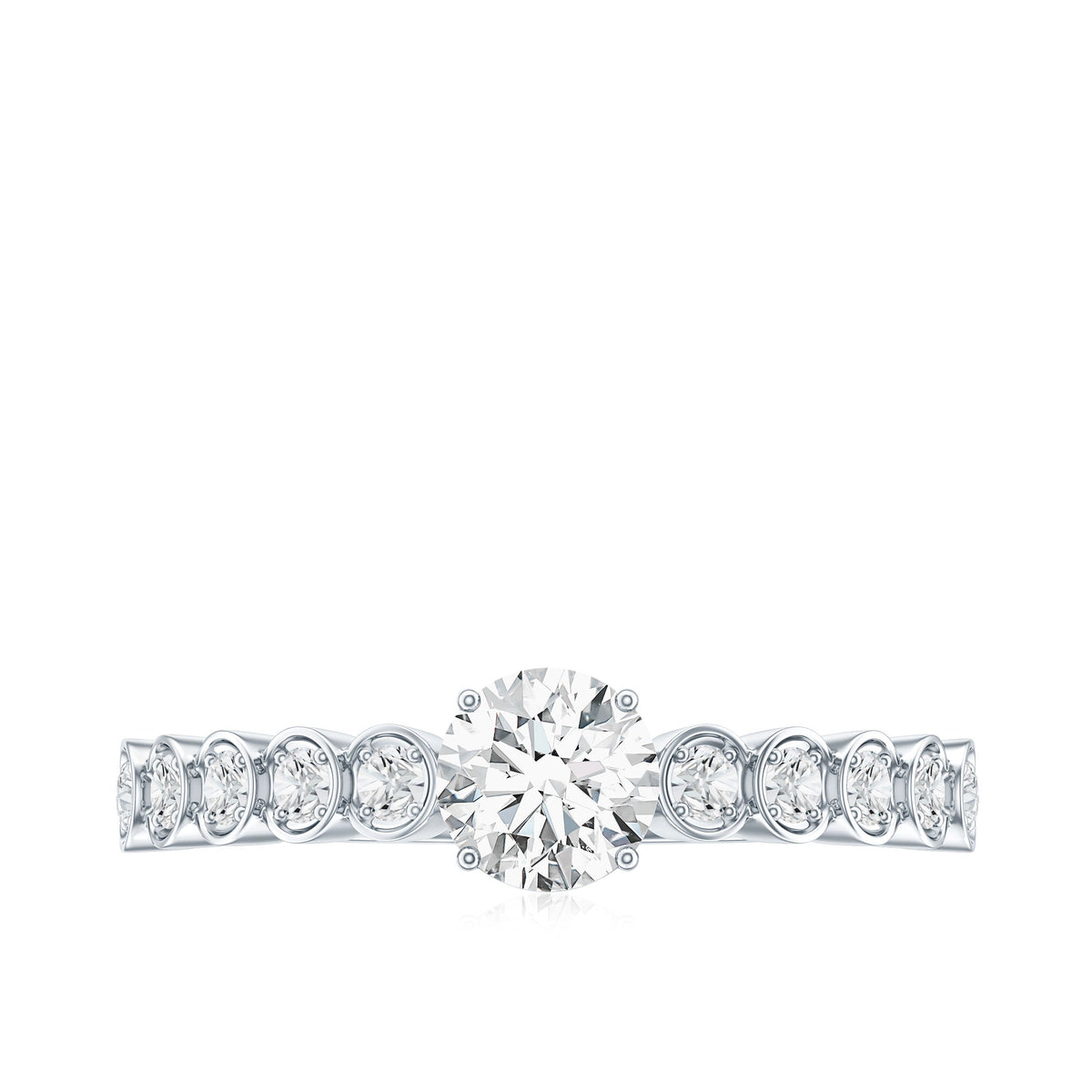 Round Brilliant Cut Lab Diamond Promise Ring with Side Stones