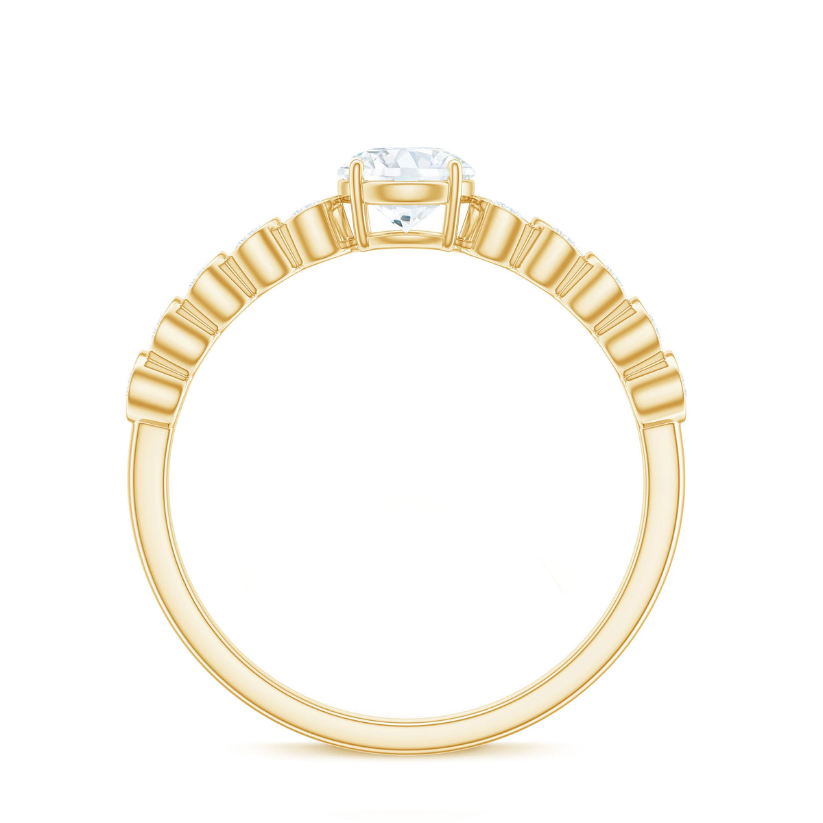 Round Brilliant Cut Lab Diamond Promise Ring with Side Stones
