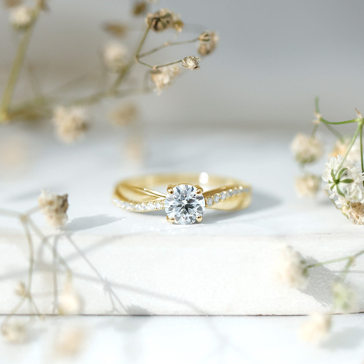 Certified Lab Grown Diamond Engagement Ring With Bypass Details