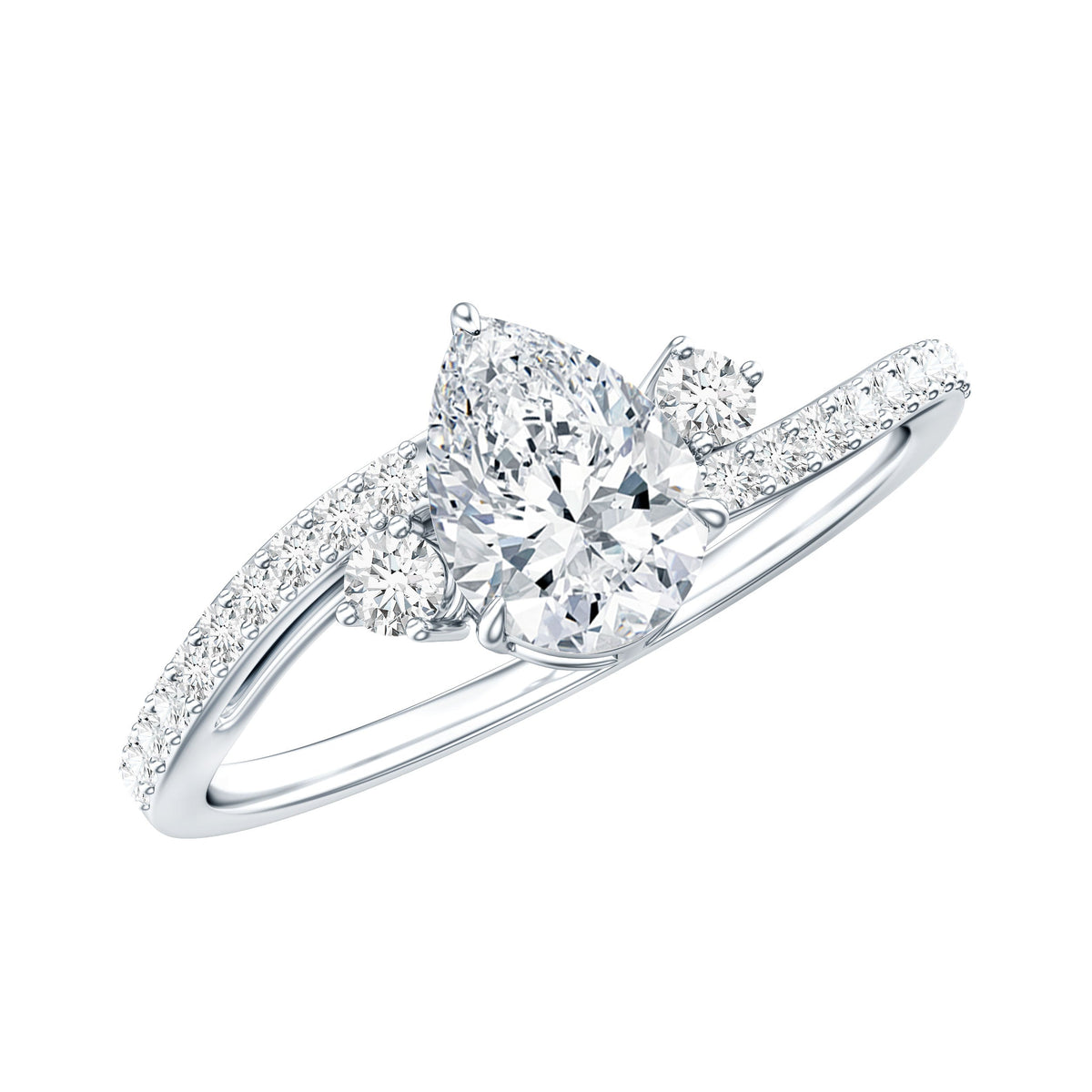 Pear Lab Created Diamond Engagement Bypass Ring for Her