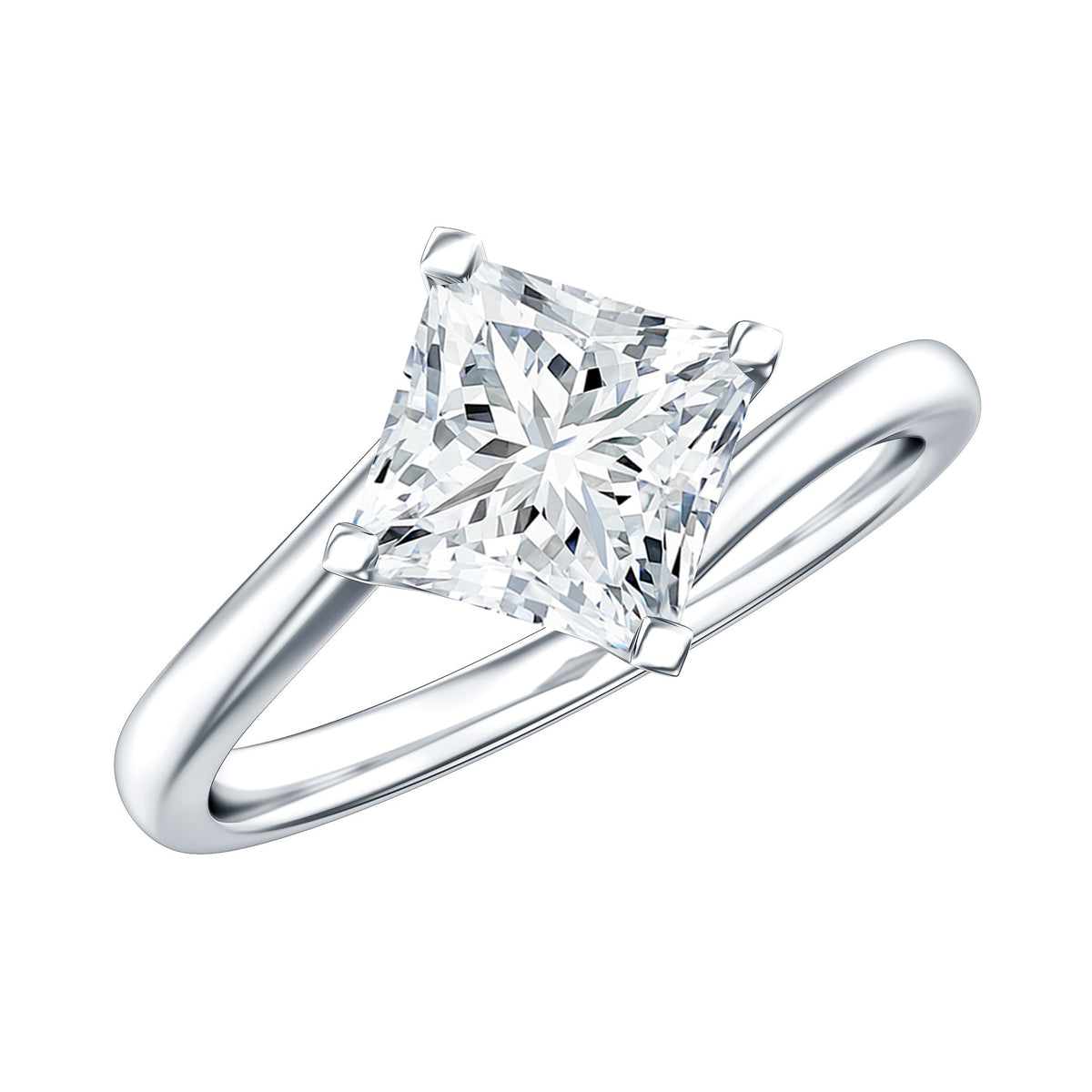 Princess Cut Lab Grown Diamond Bypass Engagement Ring for Women