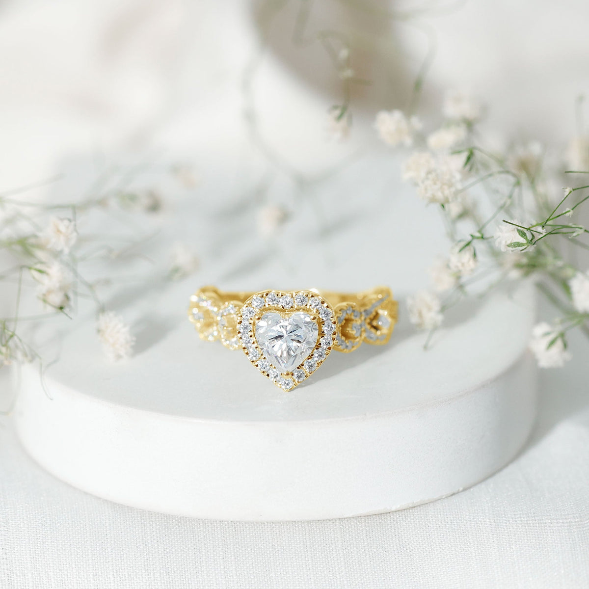Vintage Inspired Lab Grown Diamond Heart Engagement Ring For Her