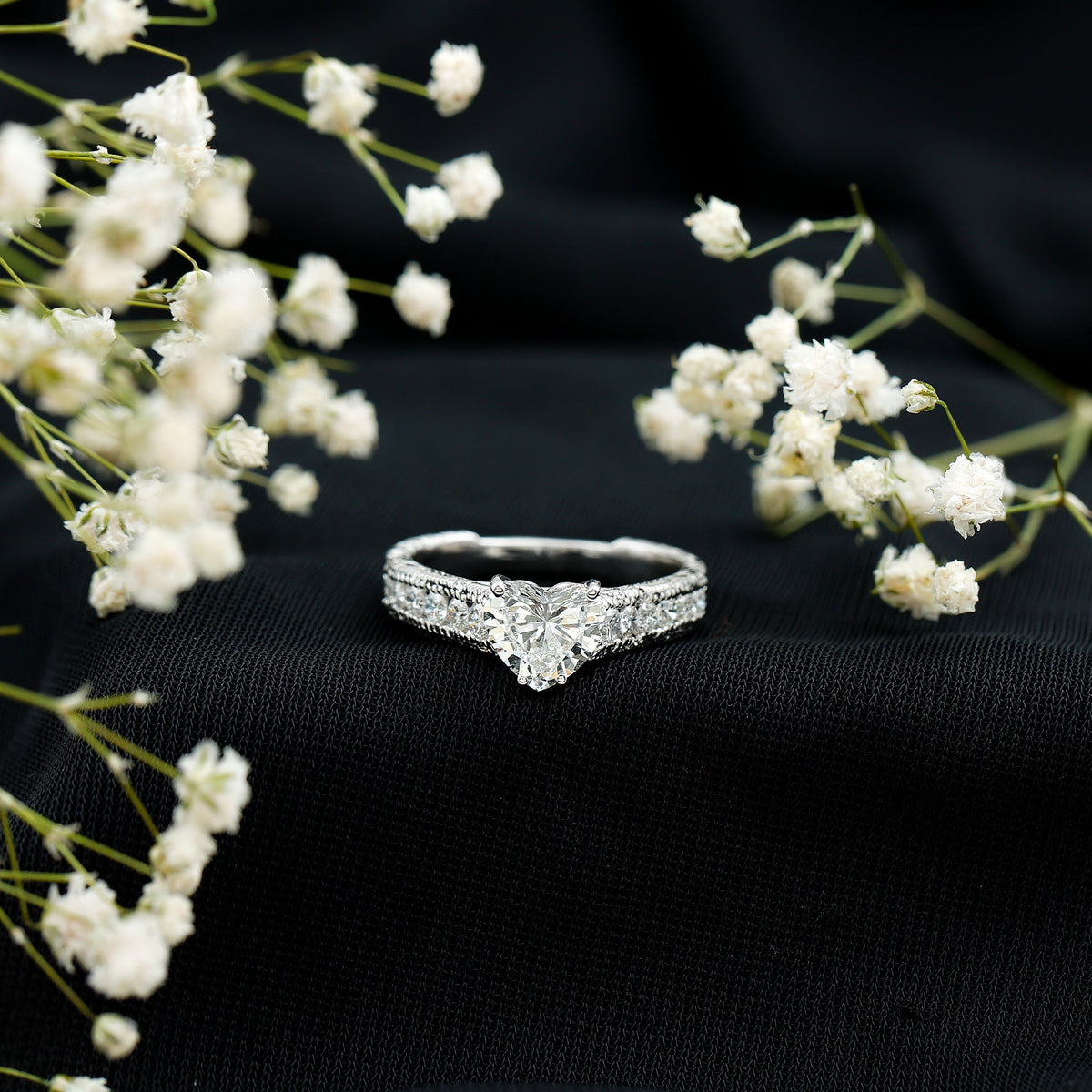Heart Engagement Ring With Lab Grown Diamonds