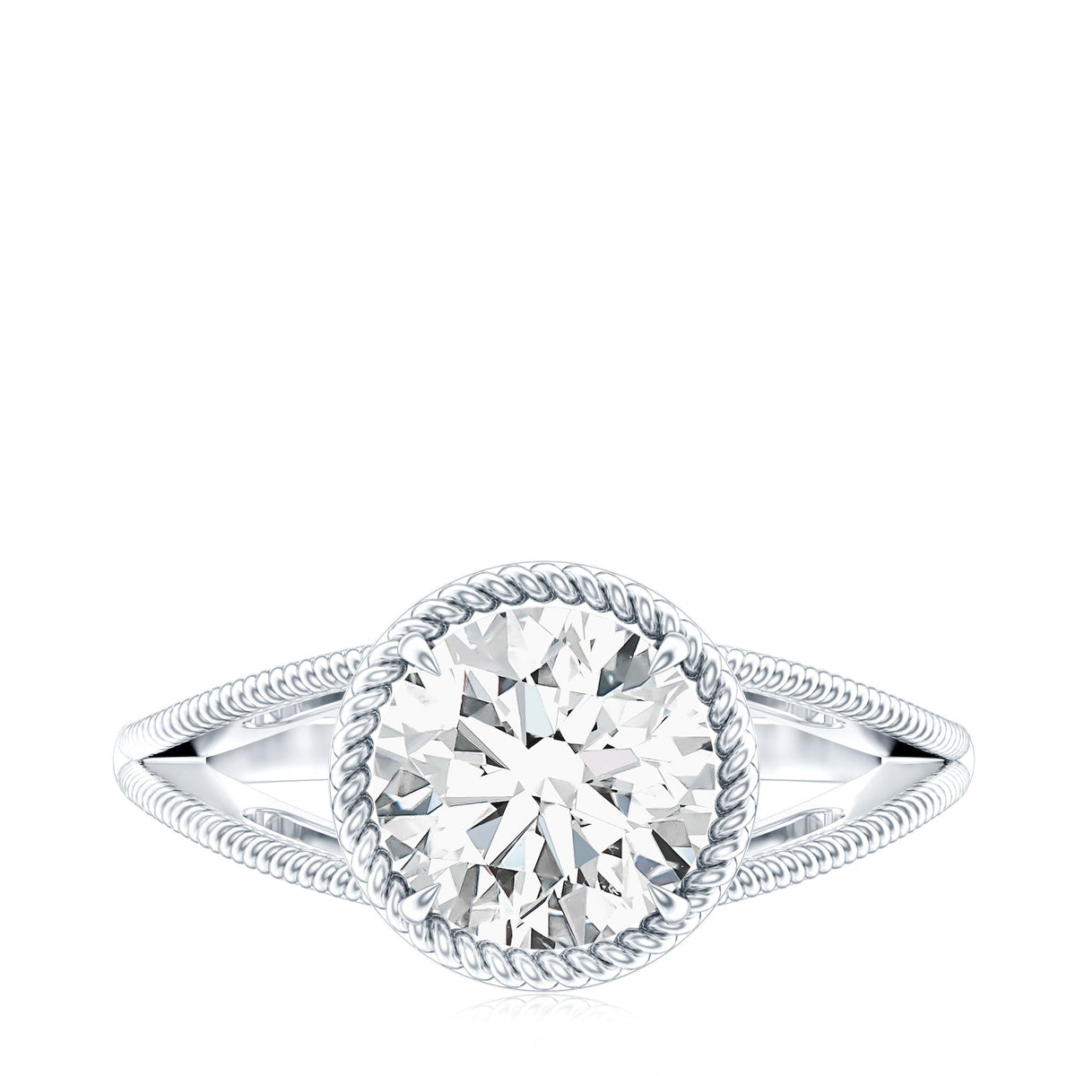 Man Made Diamond Engagement Ring With Split Shank