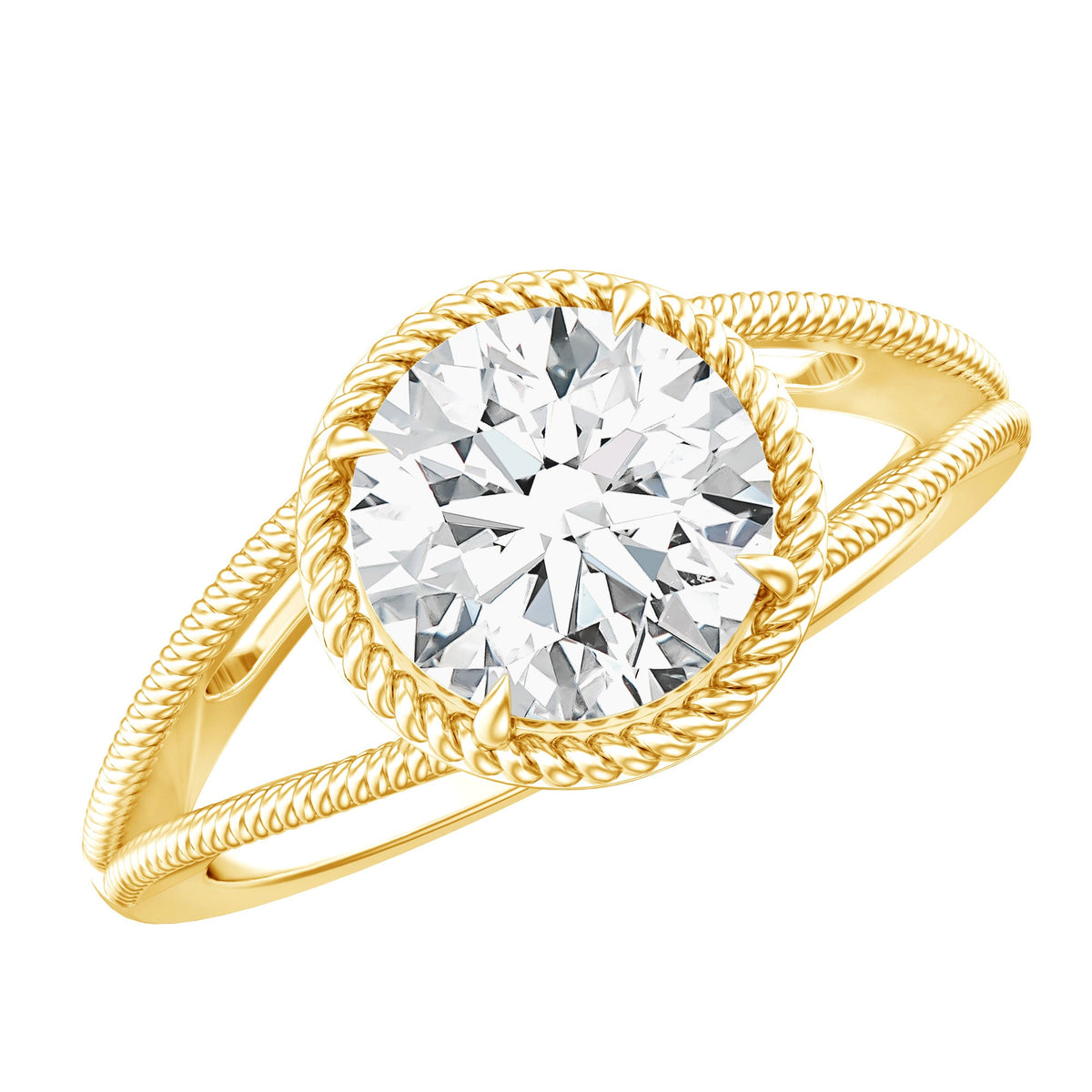 Man Made Diamond Engagement Ring With Split Shank