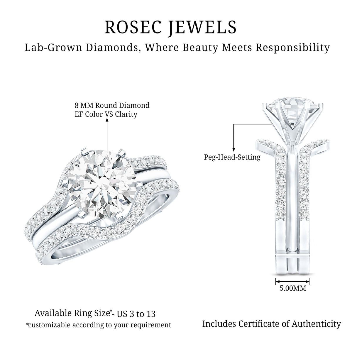 Lab Created Diamond Engagement Ring with Ring Guard