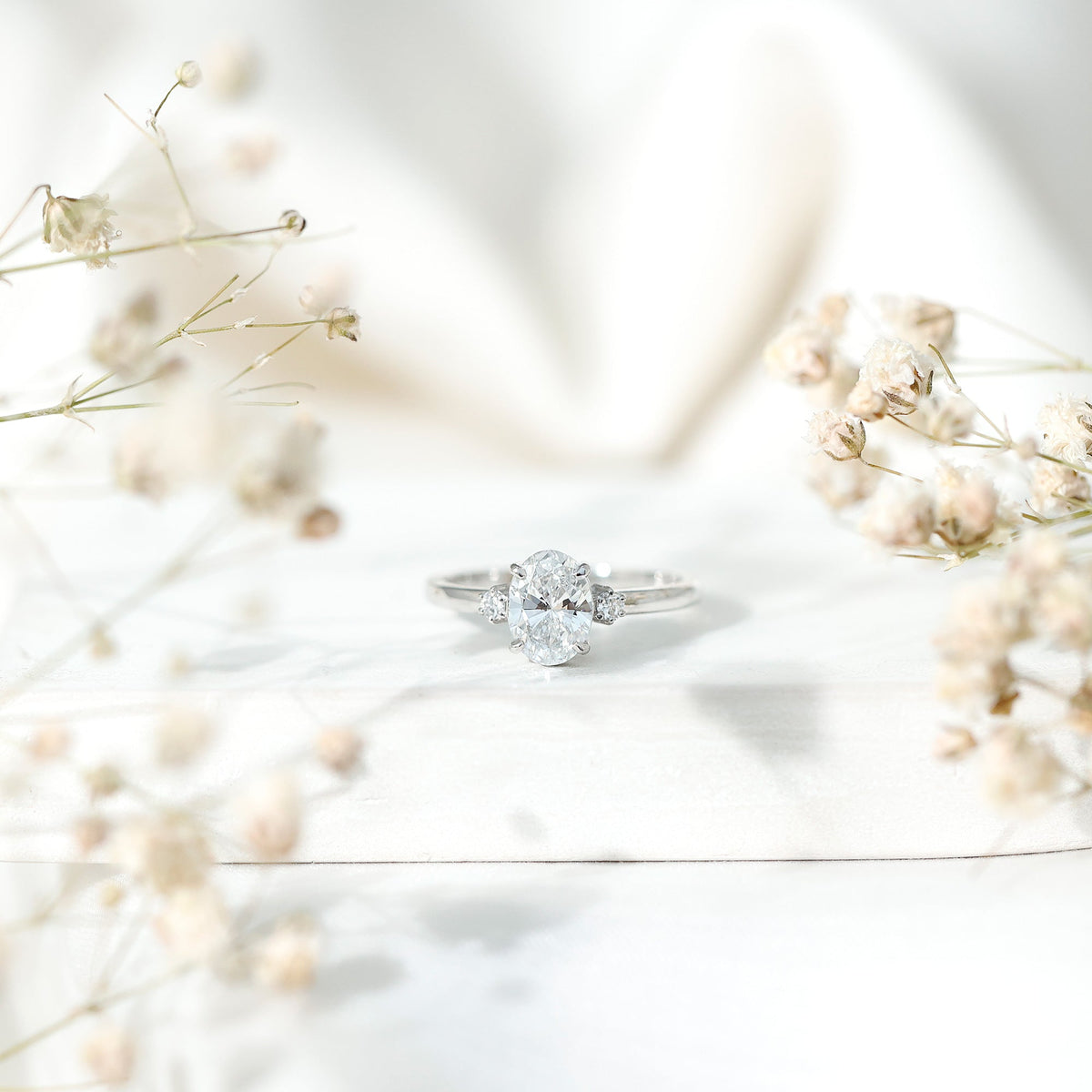 Certified 1 Carat Oval Lab Grown Diamond Engagement Ring for Women