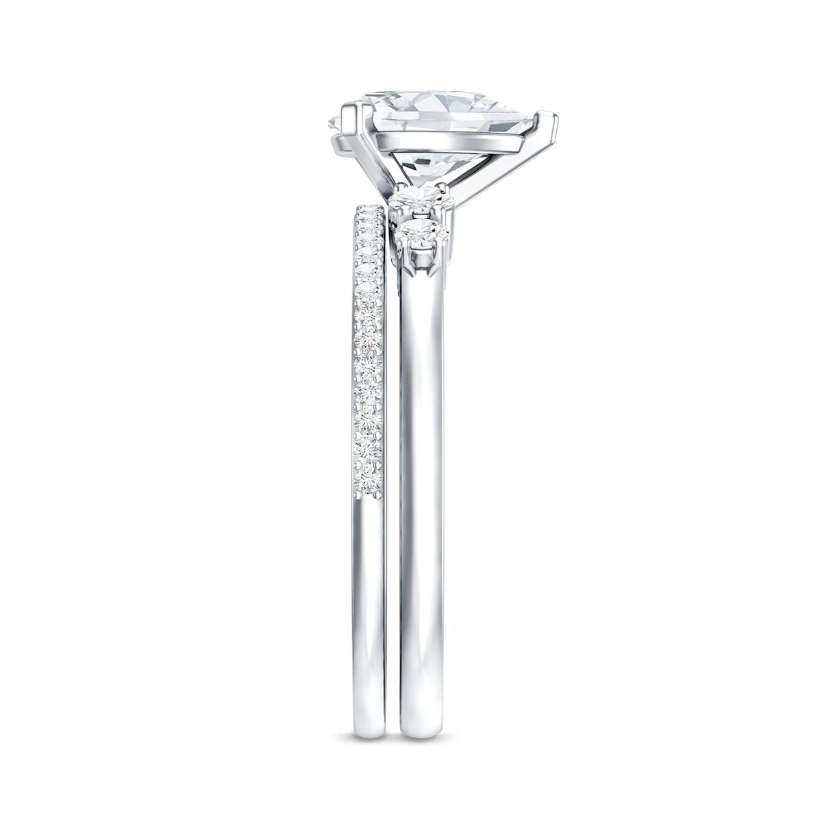 1.3 Carat Certified Lab Grown Diamond Teardrop Bridal Ring Set