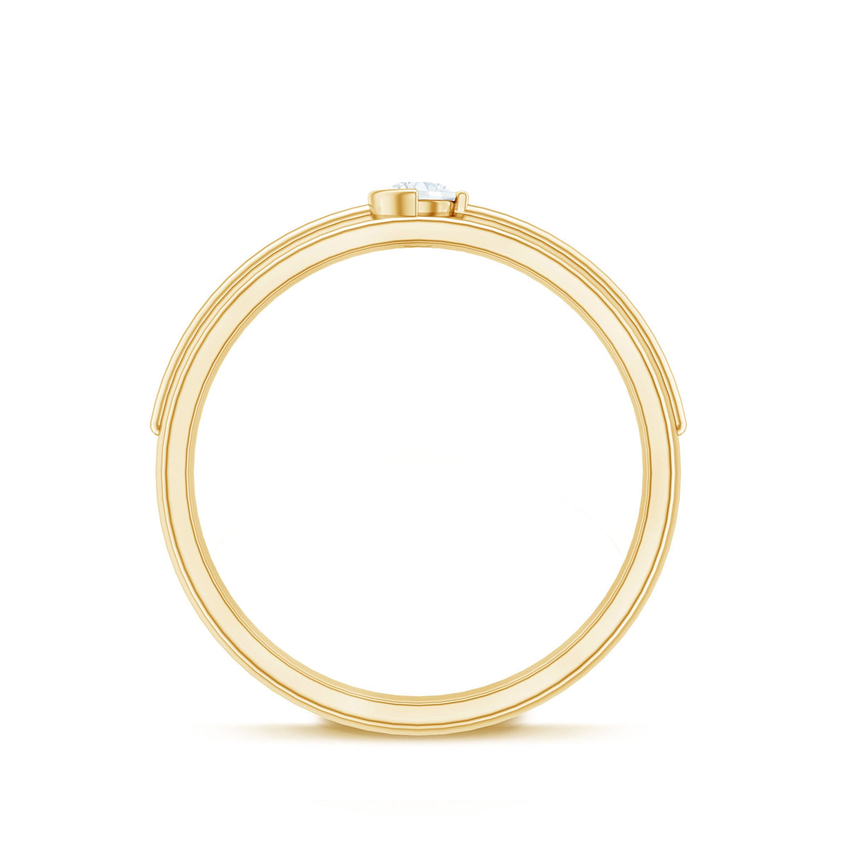 Bezel Set Round Moissanite Mens Wedding Band Ring