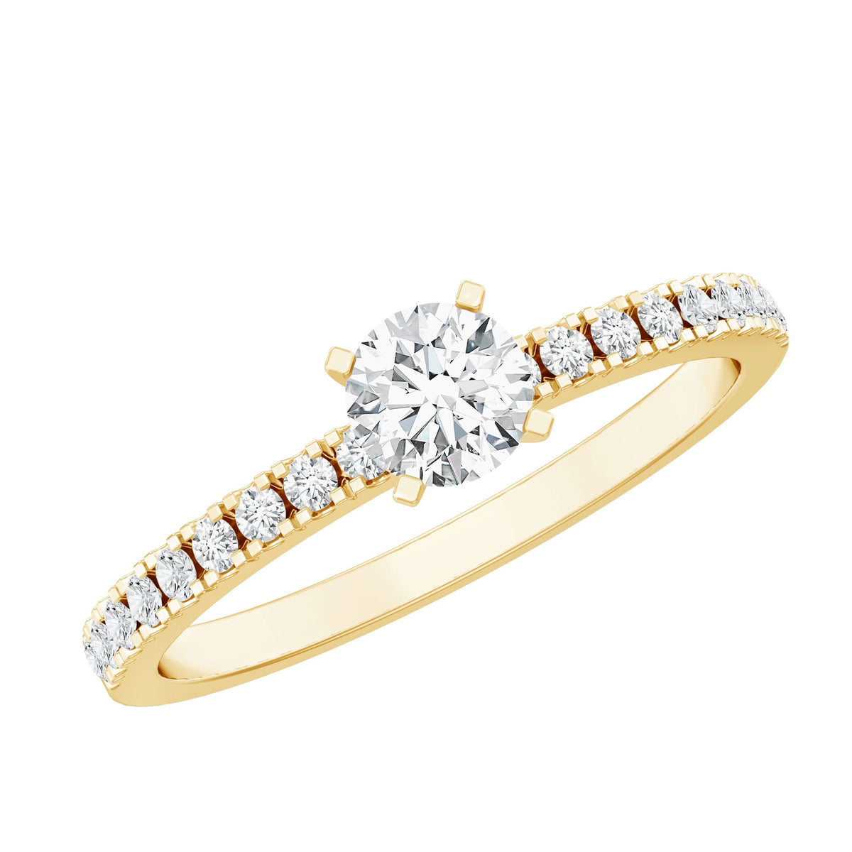 Moissanite Minimal Engagement Ring with Side Stone
