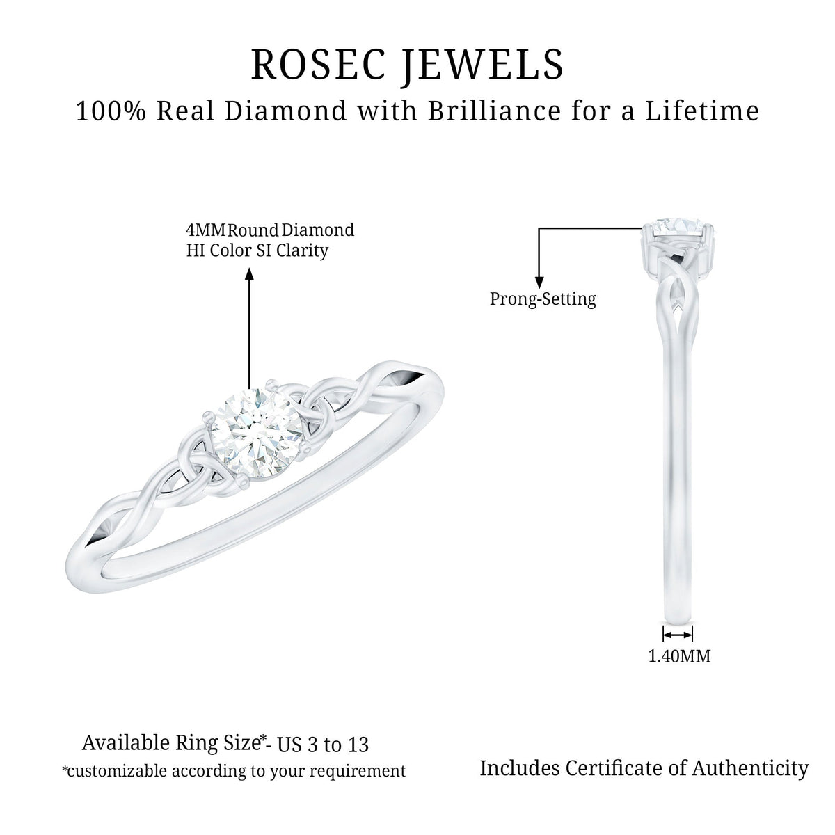 Certified Diamond Celtic Knot Promise Ring