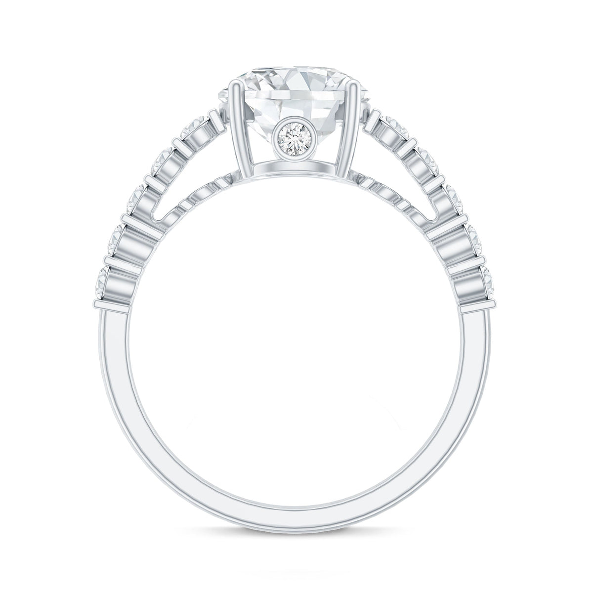 Solitaire Moissanite Engagement Ring with Side Stones