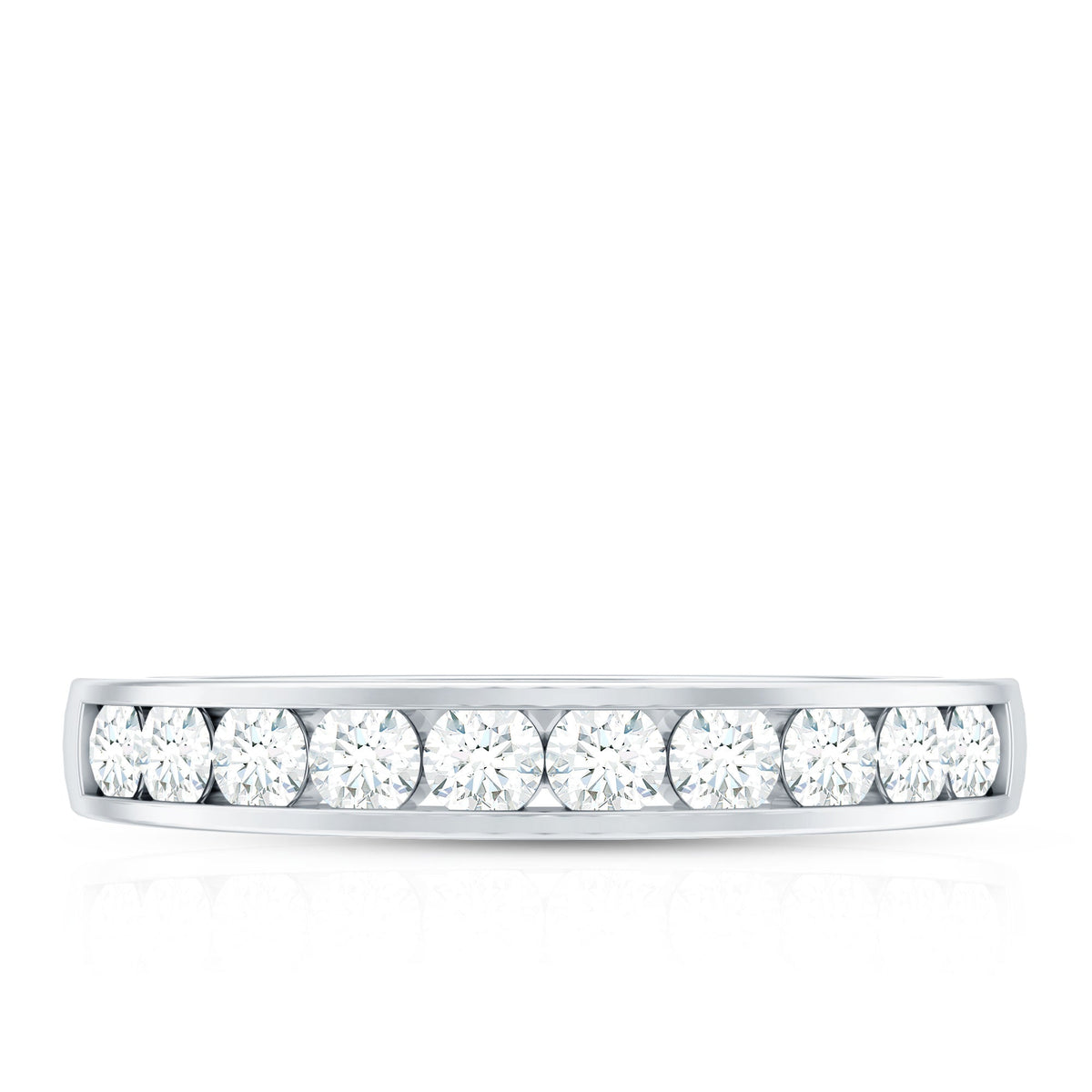 Channel Set Moissanite Half Eternity Band Ring