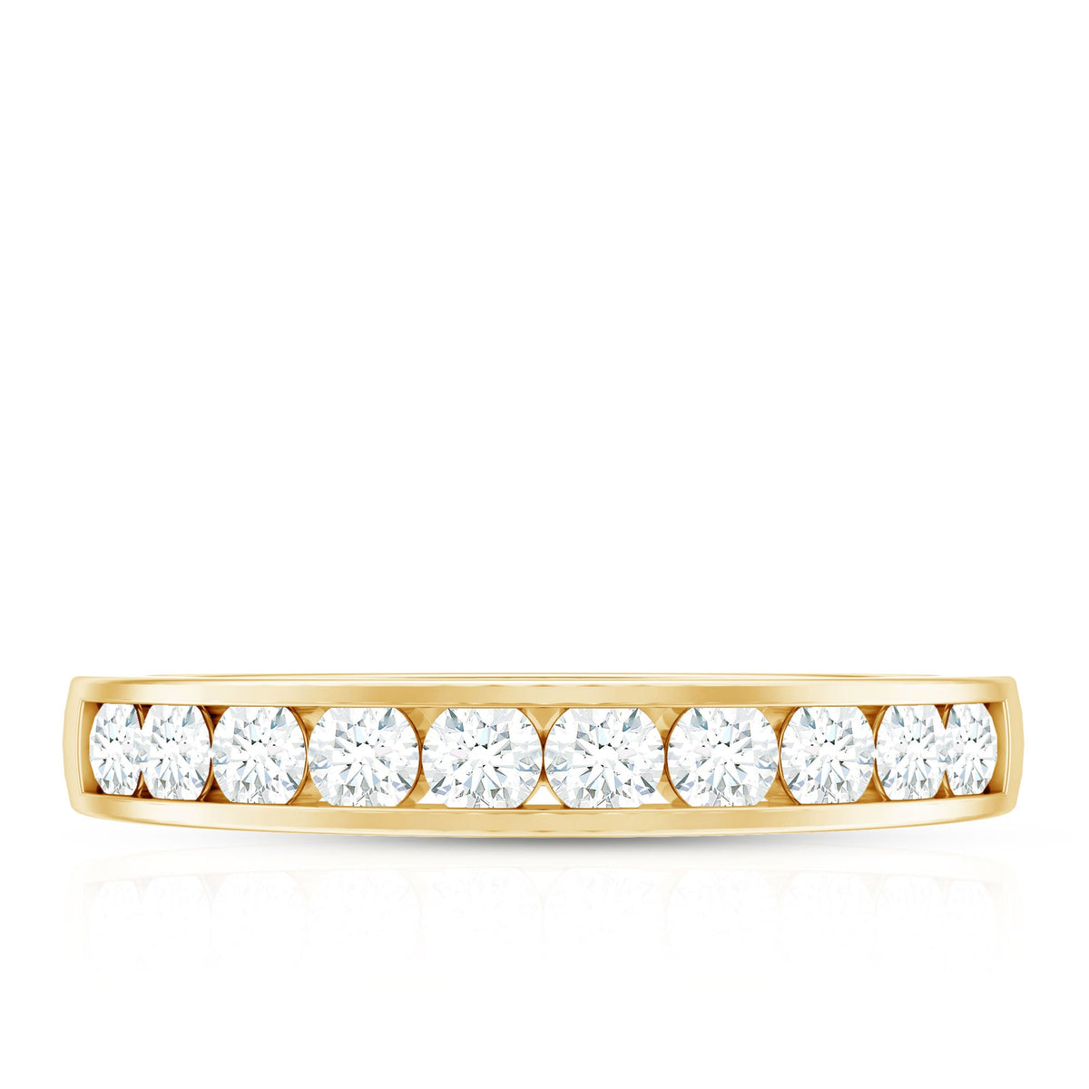 Channel Set Moissanite Half Eternity Band Ring