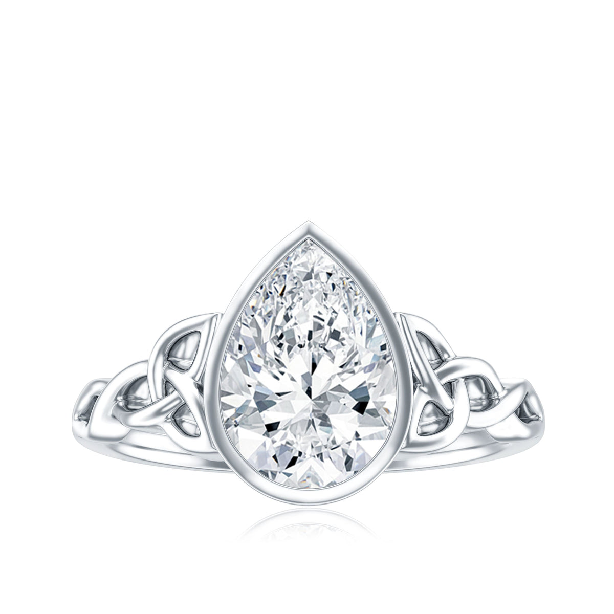 2.2 Carat Pear Shape Moissanite Celtic Knot Engagement Ring