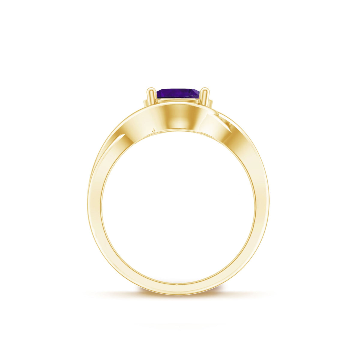 Real February Birthstone Amethyst Promise Ring with Crossover Shank