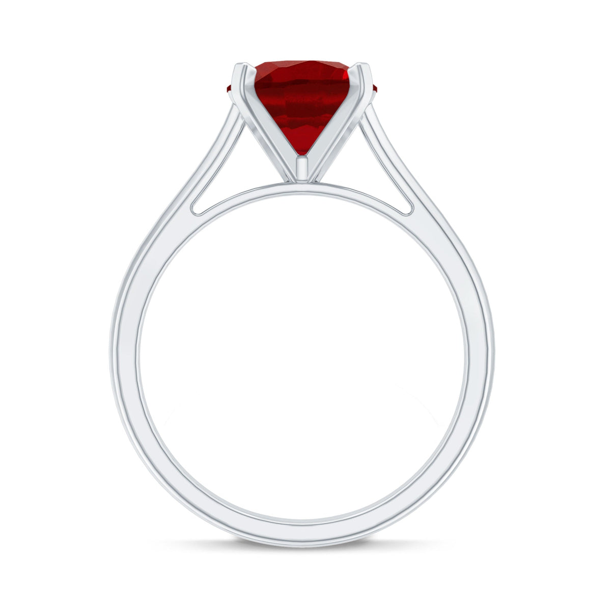 Solitaire 2.3 Carat Round Lab Grown Ruby Cathedral Engagement Ring