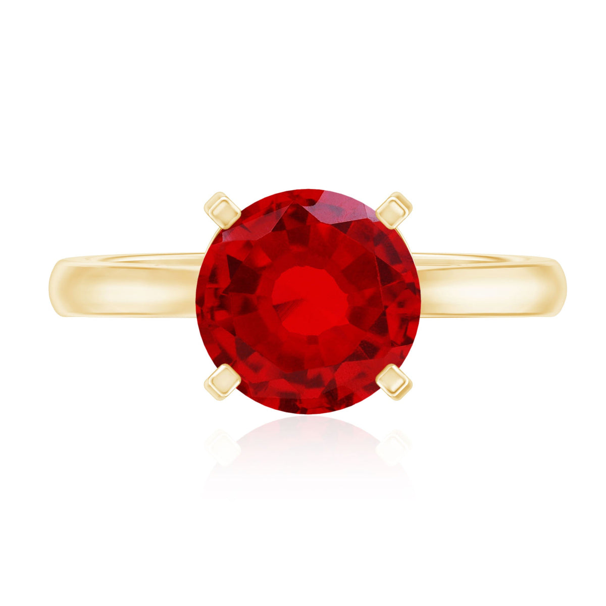 Solitaire 2.3 Carat Round Lab Grown Ruby Cathedral Engagement Ring