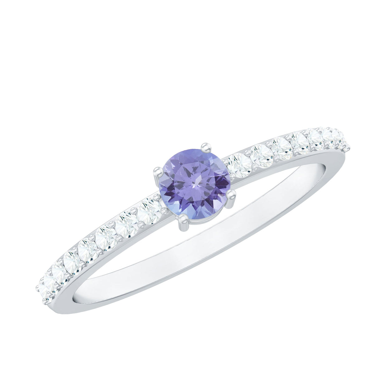 Natural Tanzanite Diamond Promise Ring for Engagement
