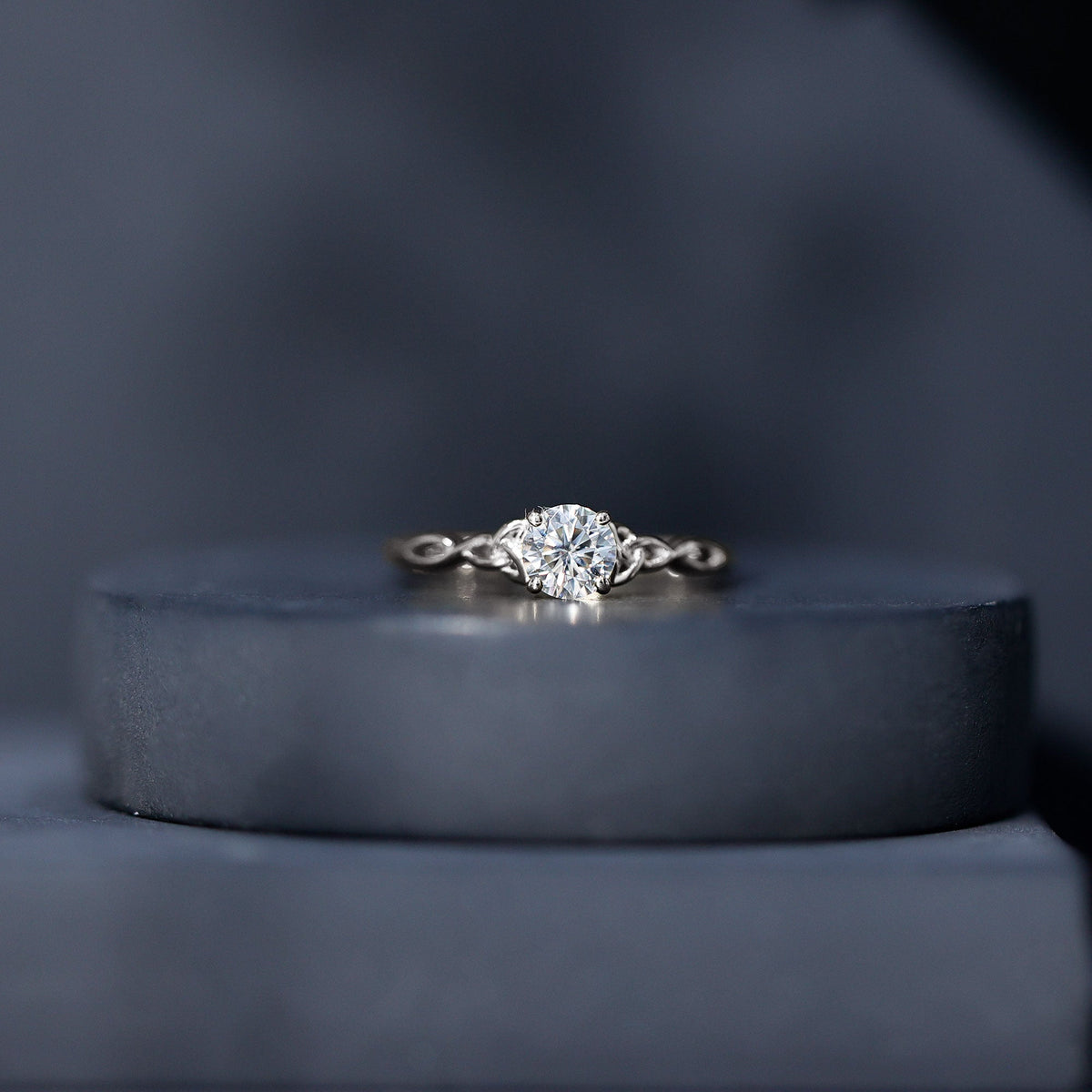 Solitaire Moissanite Celtic Knot Ring for Women