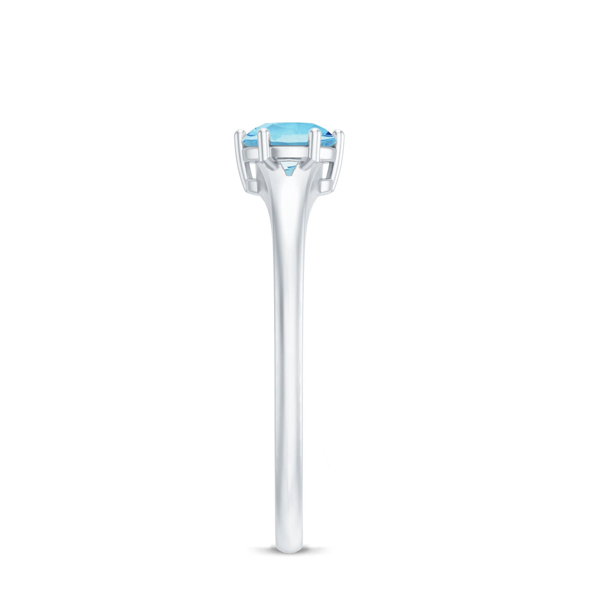 Natural Aquamarine Solitaire Promise Ring in 6 Prong Setting