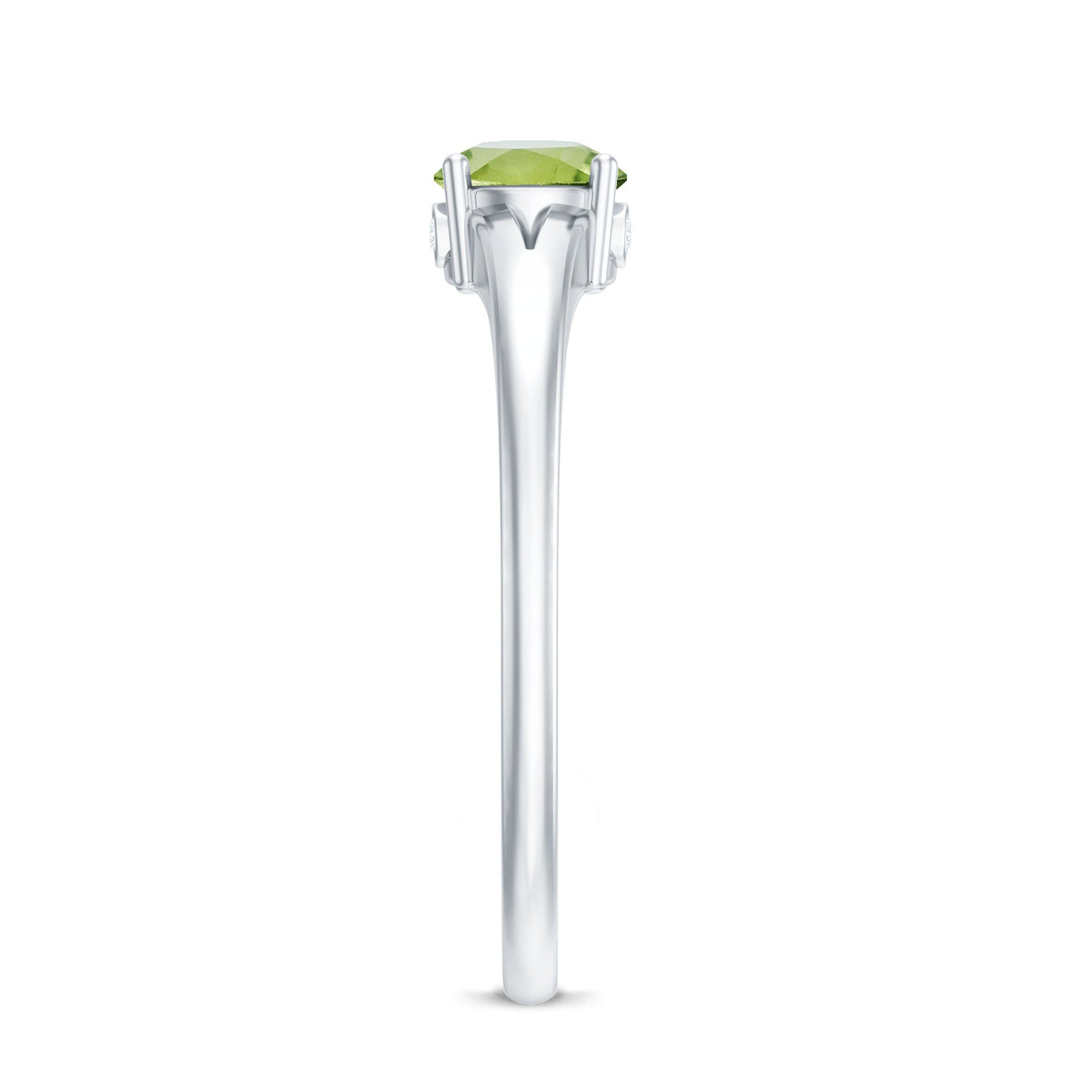 Natural Half Carat Peridot Promise Ring with Diamond