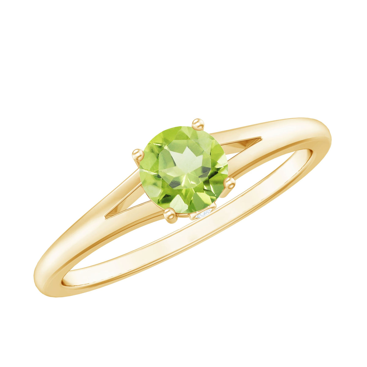 Natural Half Carat Peridot Promise Ring with Diamond