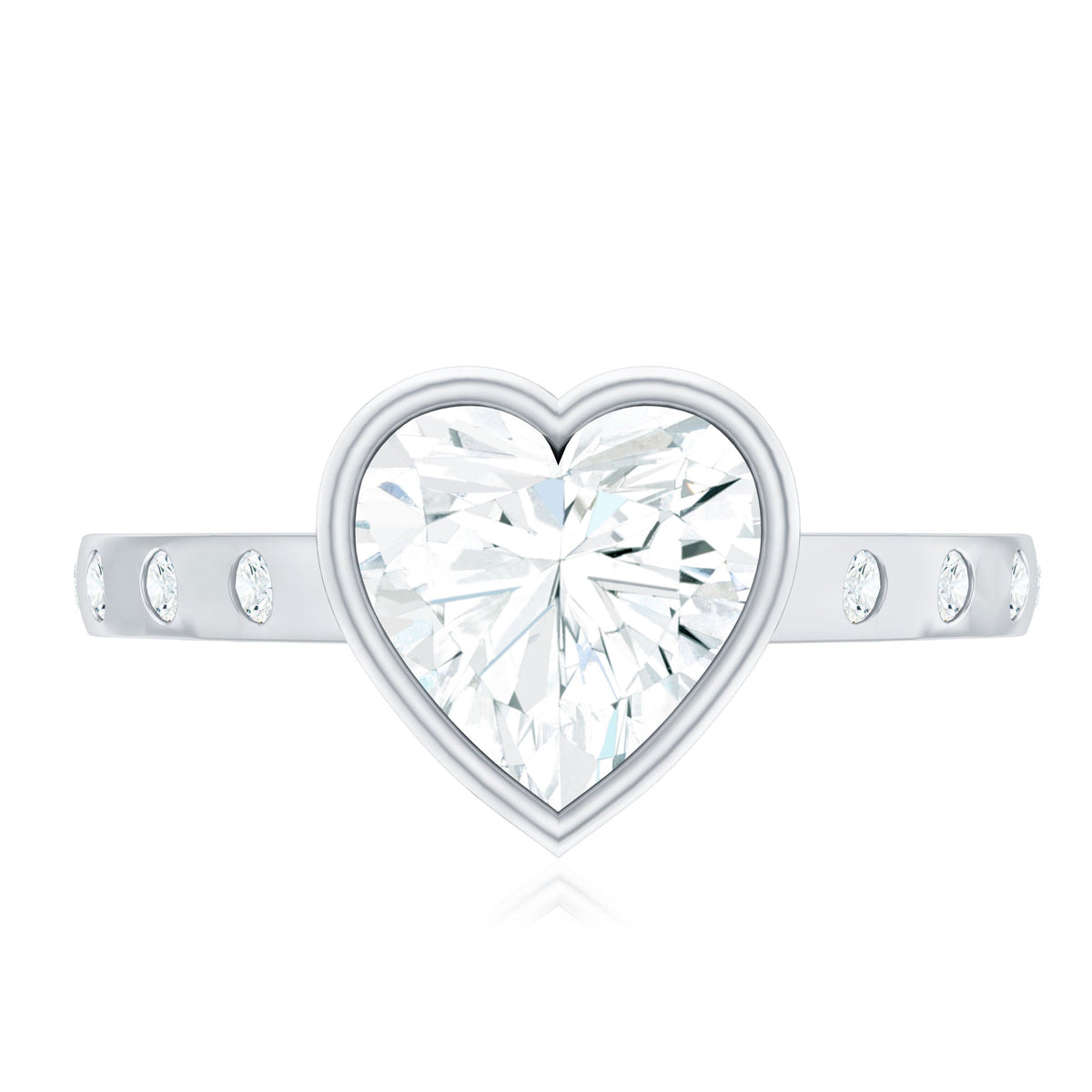 Heart Shape Moissanite Bezel Set Engagement Ring