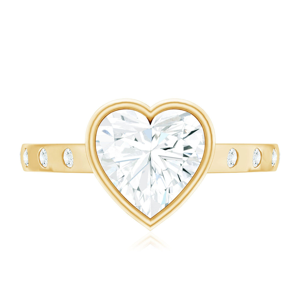 Heart Shape Moissanite Bezel Set Engagement Ring