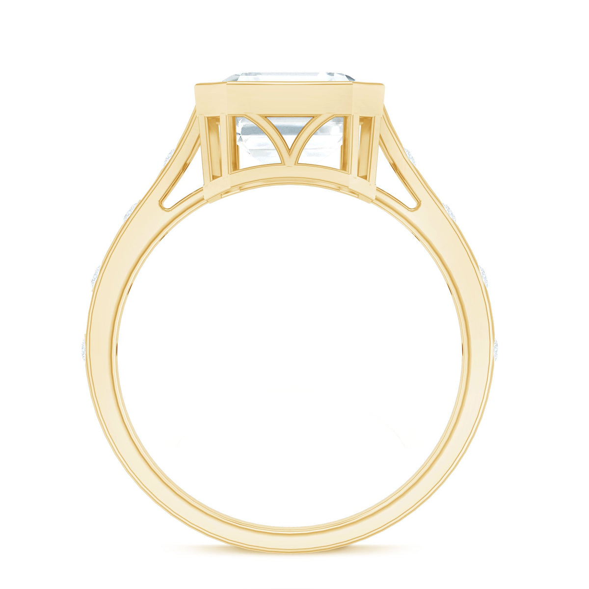 Solitaire Moissanite Asscher Cut Engagement Ring in Bezel Setting