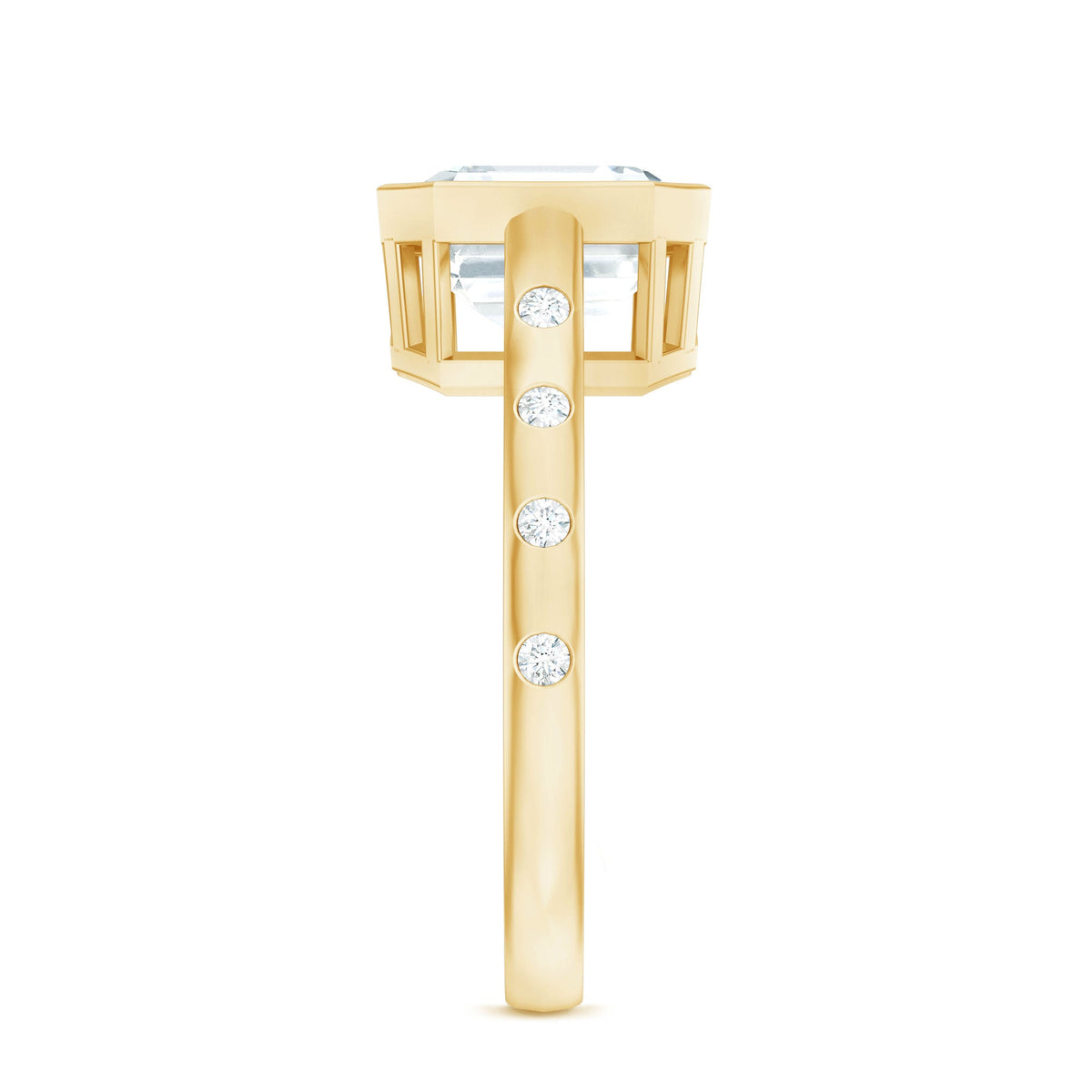 Solitaire Moissanite Asscher Cut Engagement Ring in Bezel Setting