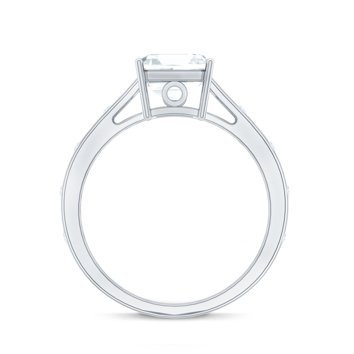 Asscher Cut Moissanite Solitaire Engagement Ring with Certificate