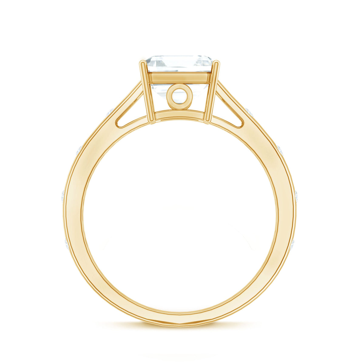 Asscher Cut Moissanite Solitaire Engagement Ring with Certificate