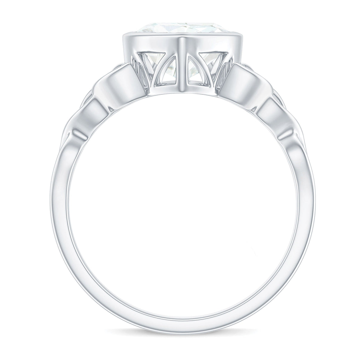Heart Shape Moissanite Knot Engagement Ring in Bezel Setting