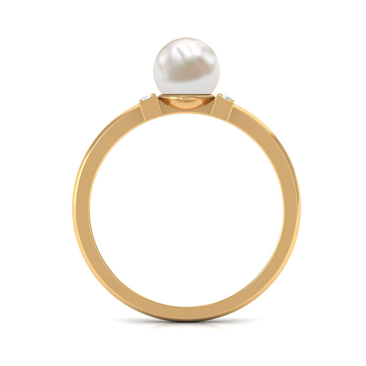 Cultured 2.2 Carat Freshwater Pearl Solitaire Engagement Ring with Diamond