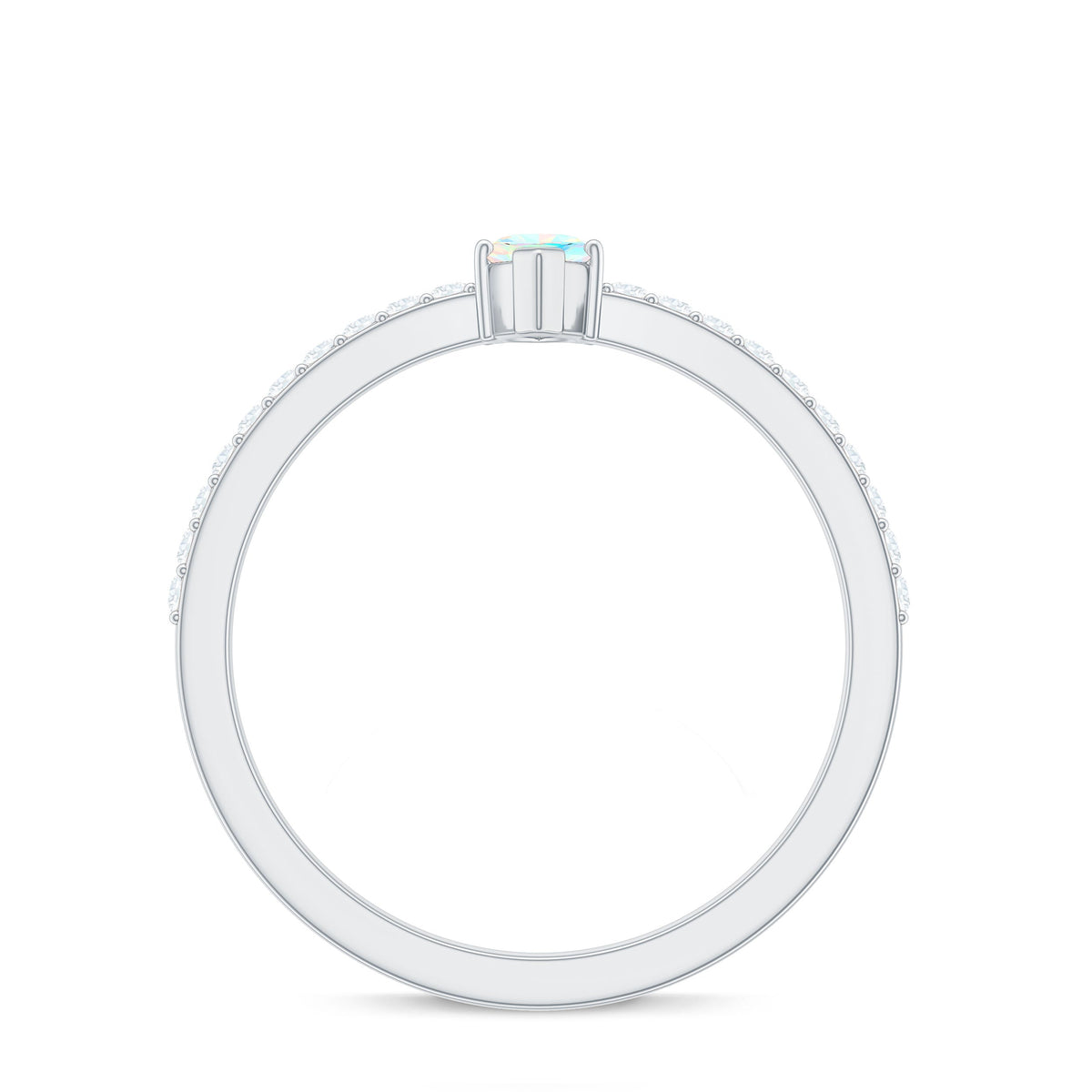 Certified Real Marquise Ethiopian Opal Promise Ring with Diamond