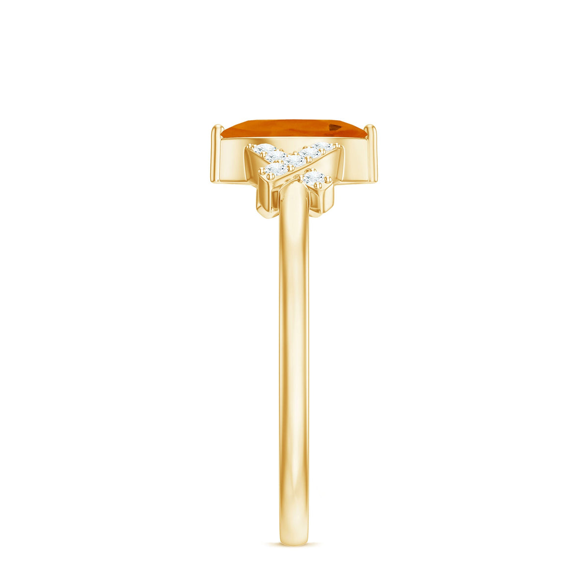 0.3 Carat Fire Opal Marquise Solitaire Ring with Diamond