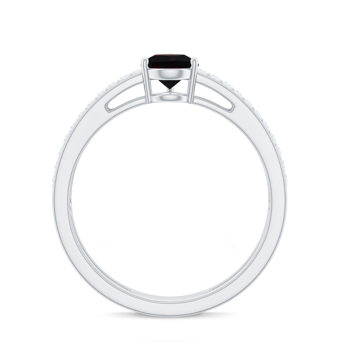 Pear Cut Black Opal and Diamond Double Band Engagement Ring