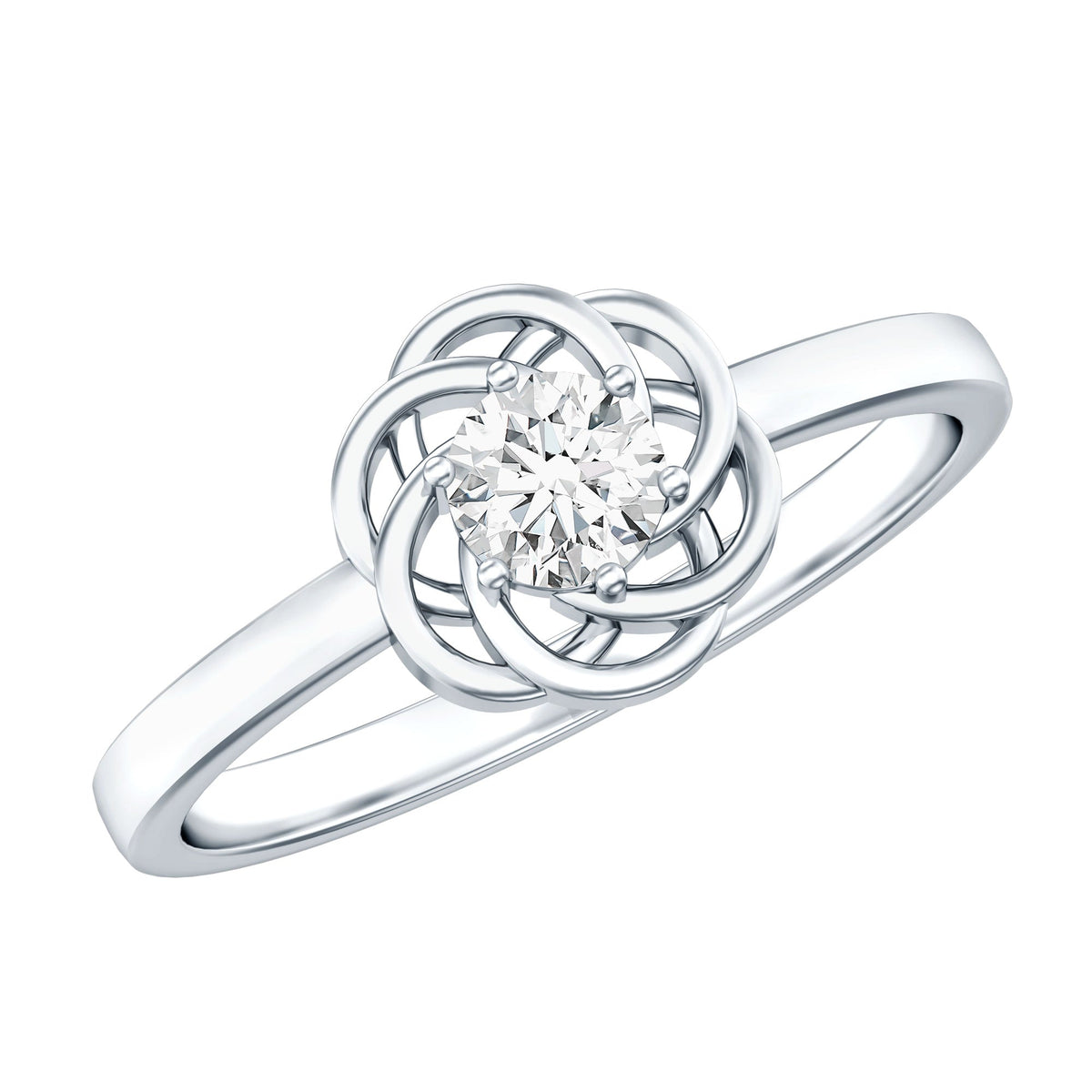 Solitaire Lab Grown Diamond Flower Promise Ring with Certificate