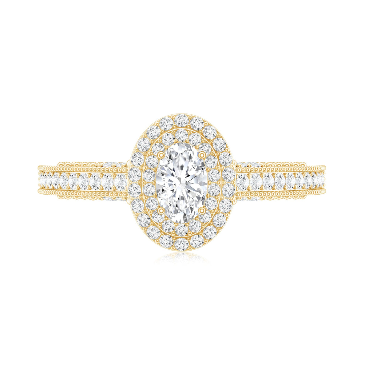 Vintage Inspired Lab Grown Diamond Double Halo Engagement Ring