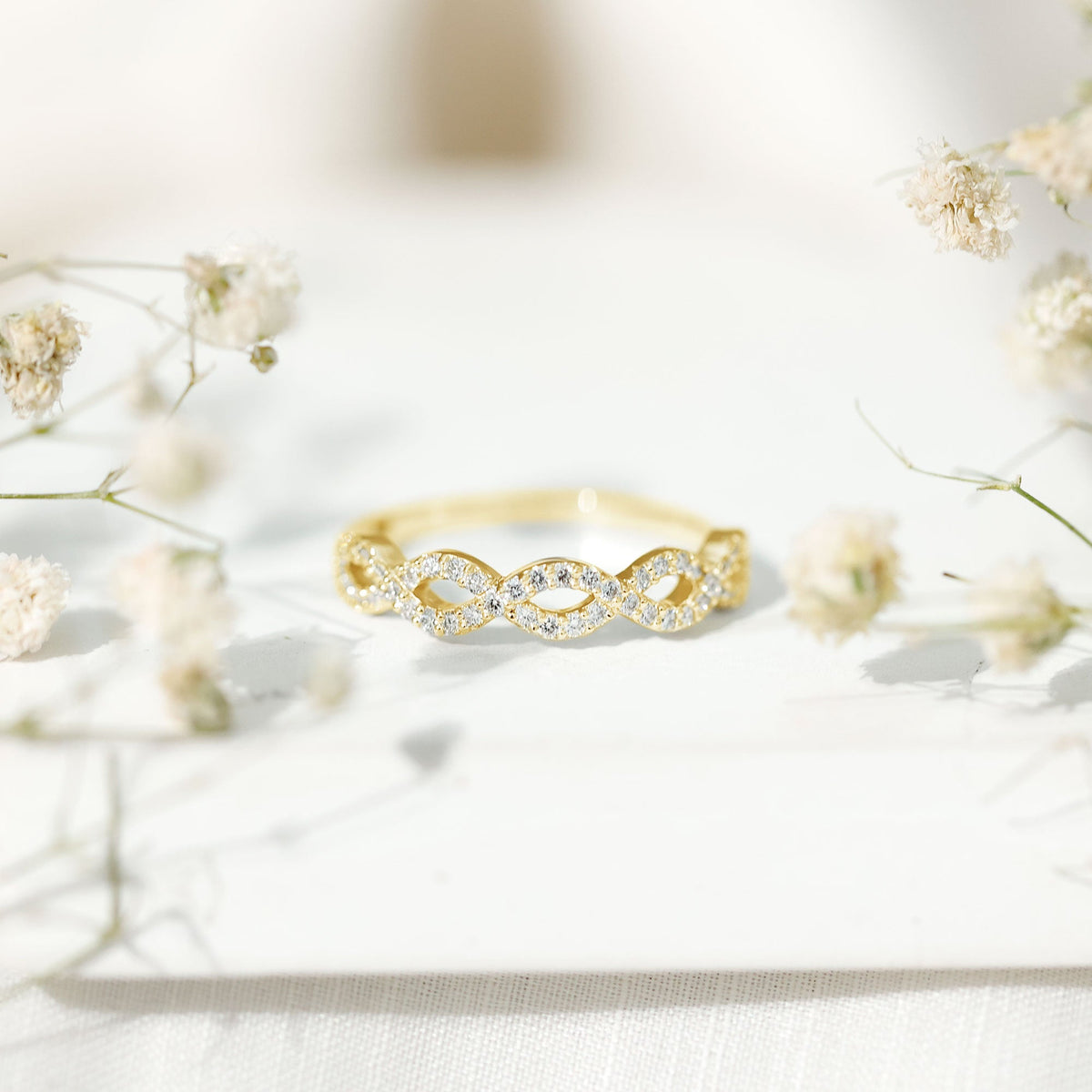 Pave Set Lab Grown Diamond Infinity Wedding Band