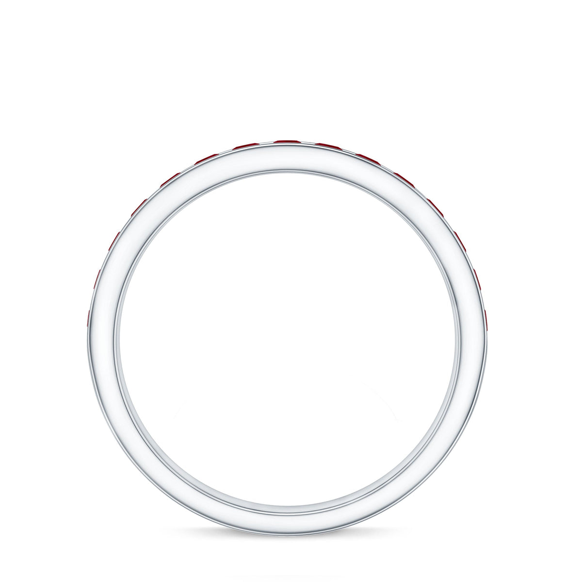 Natural Ruby Half Eternity Anniversary Ring in Channel Set