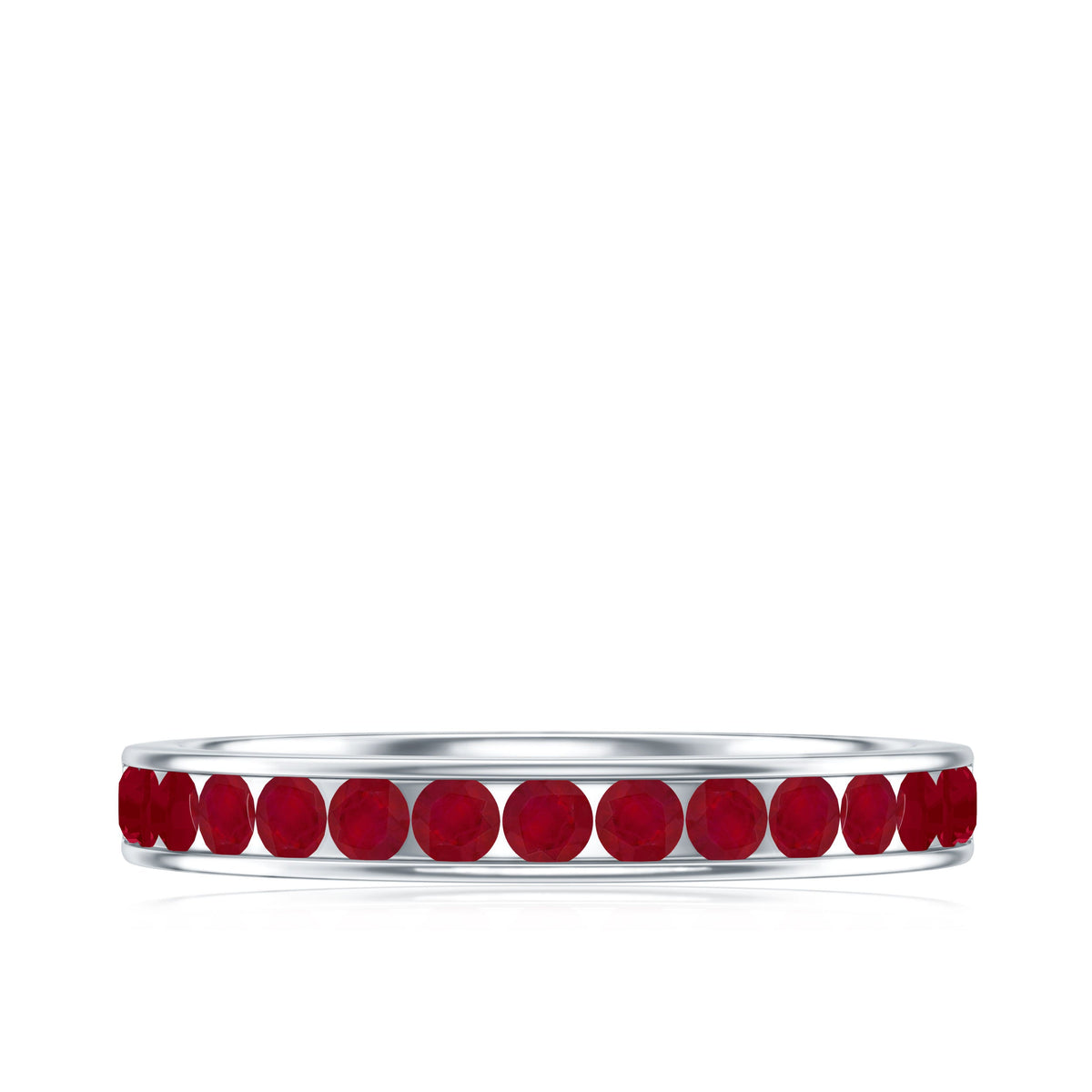Natural Ruby Half Eternity Anniversary Ring in Channel Set