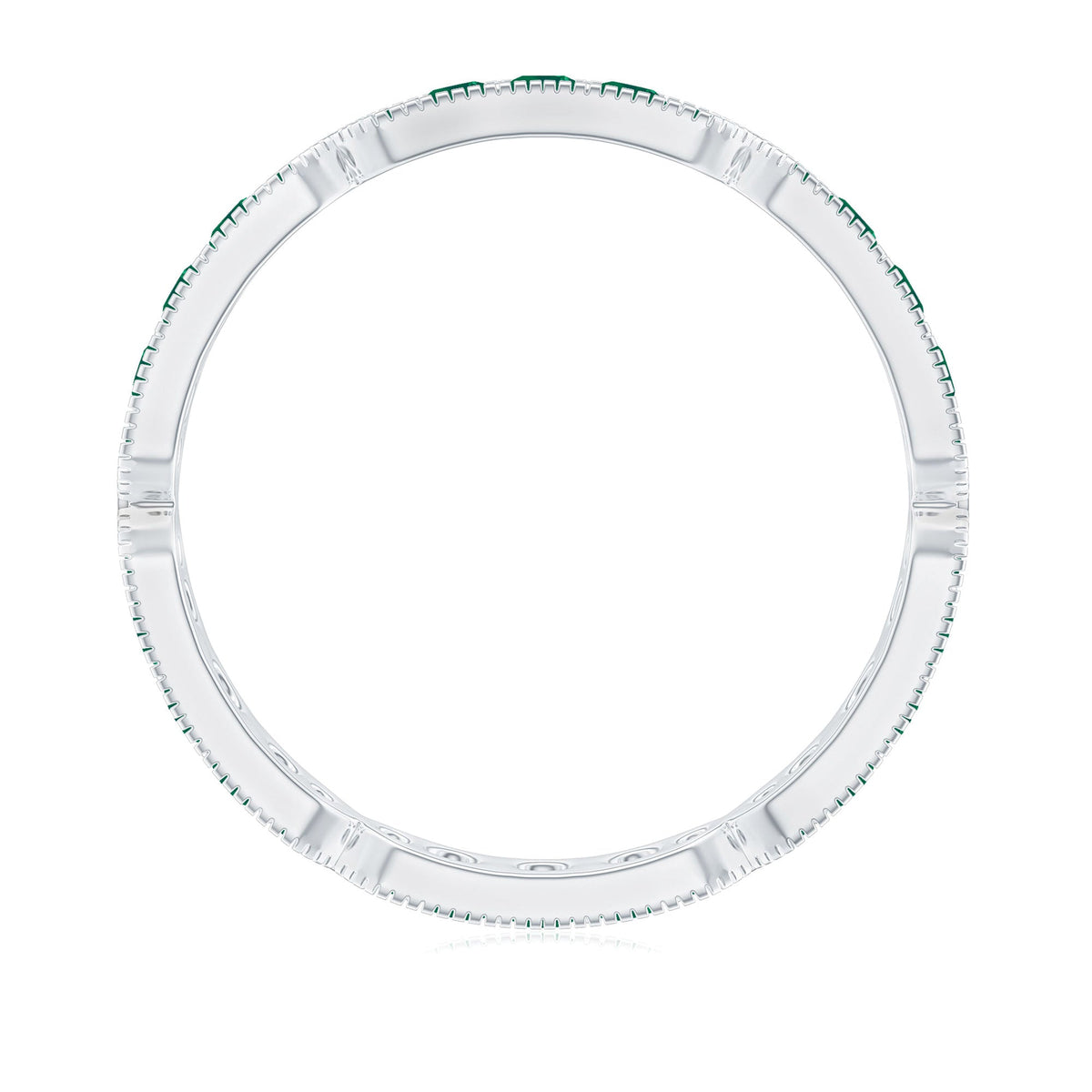 Natural Emerald Eternity Wedding Band with Milgrain Detail