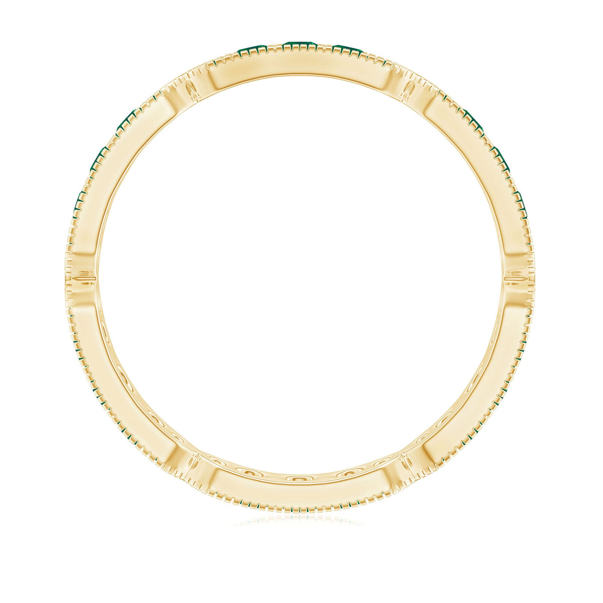 Natural Emerald Eternity Wedding Band with Milgrain Detail