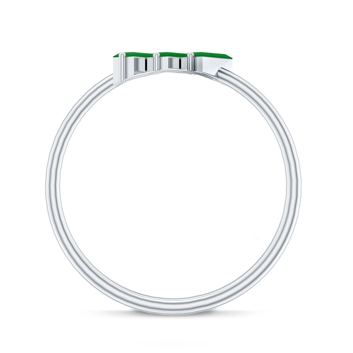 Baguette Cut Real Emerald Three Stone Promise Ring