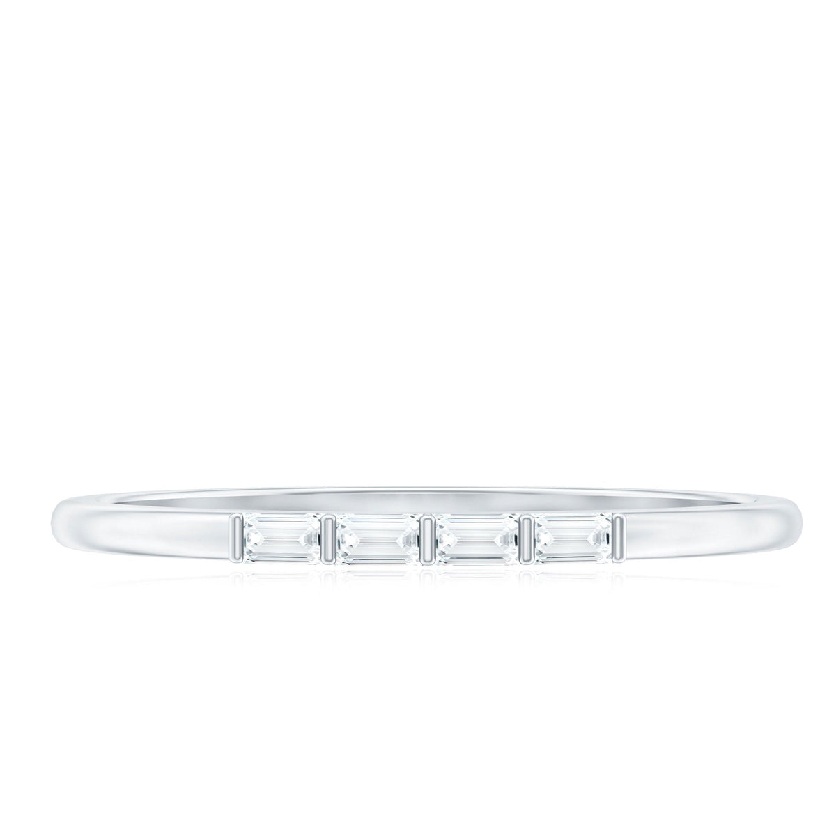 Baguette Cut Diamond Stackable Ring in Bar Setting