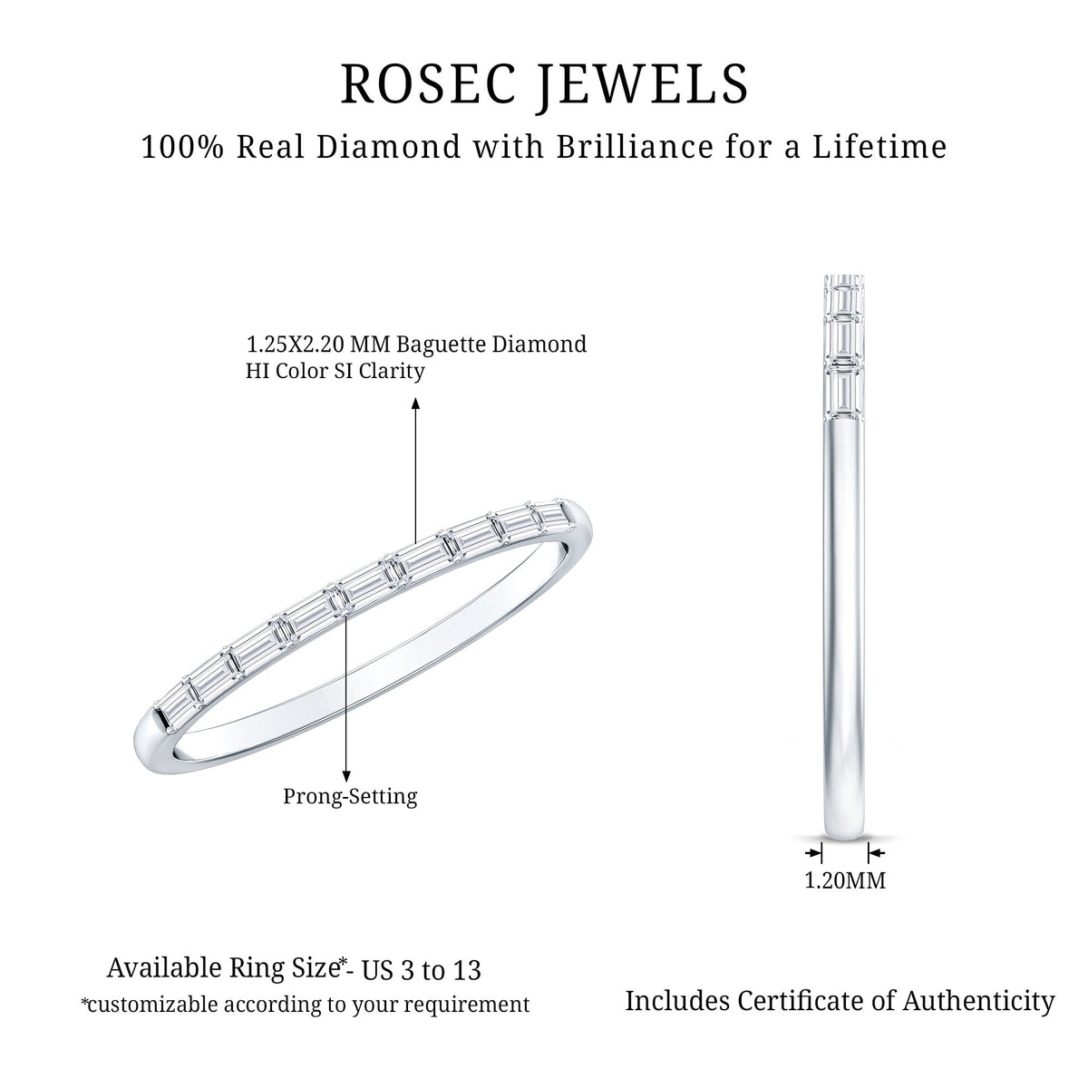 Baguette Diamond East West Stackable Ring