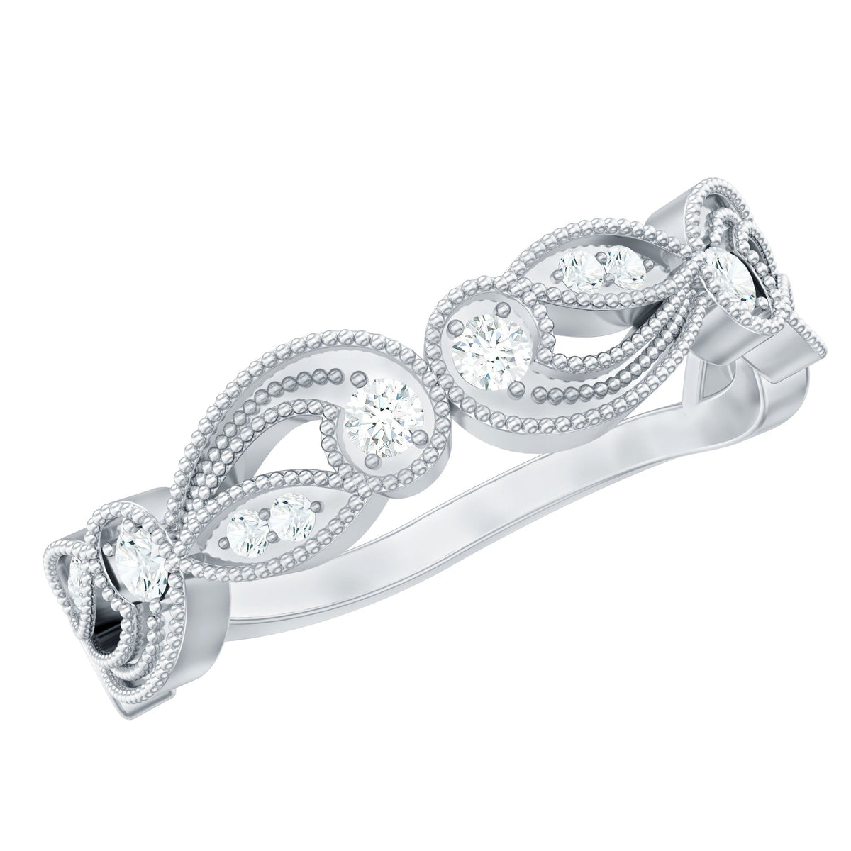 Diamond Band Ring with Milgrain Details