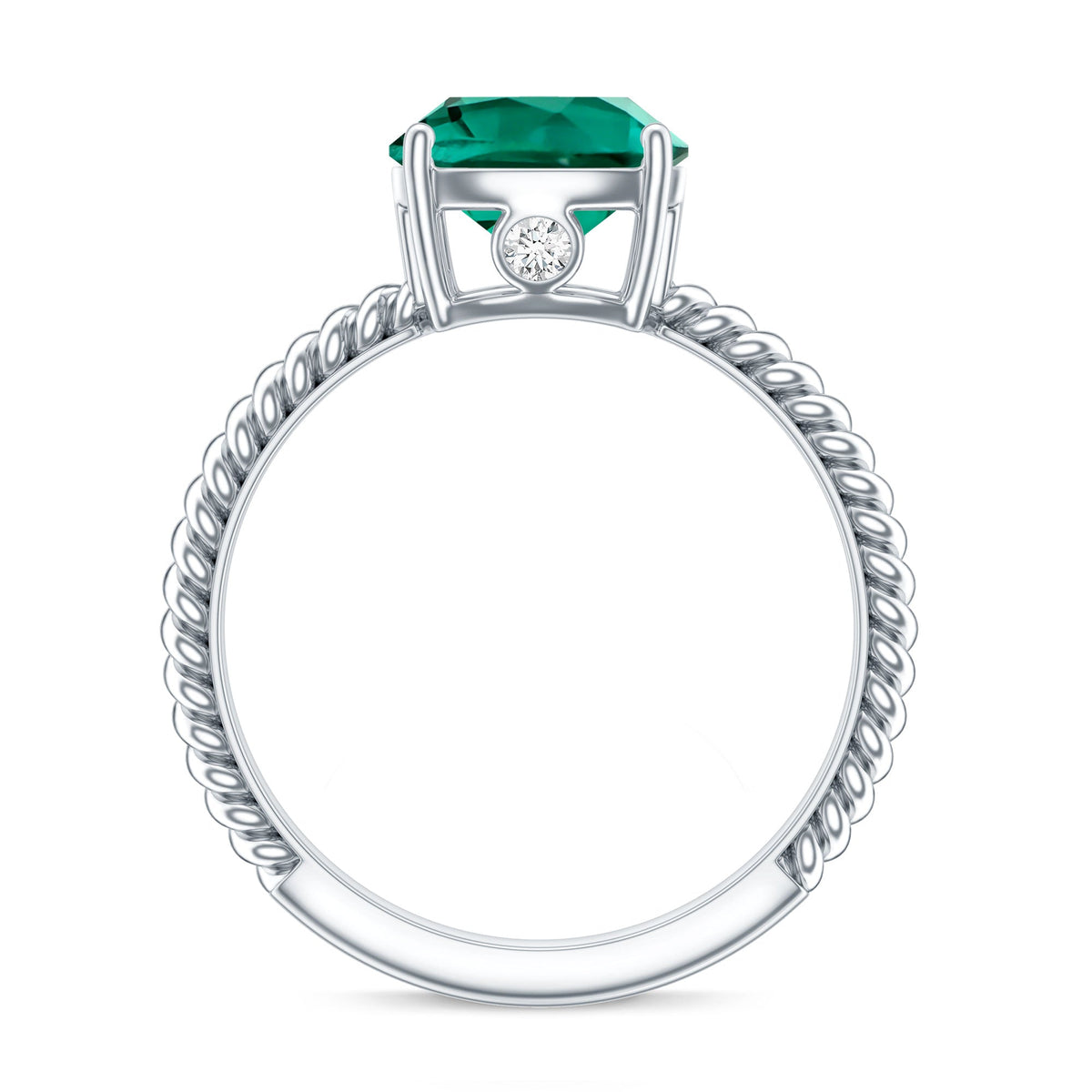 Certified 2 Carat Cushion Cut Lab Grown Emerald Ring for Engagement